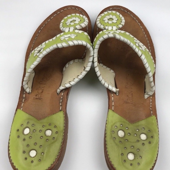Jack Rogers Women’s Navajo lime leather sandals - Picture 3 of 4